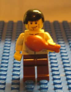 lego guy with turkey leg